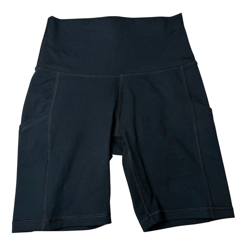 Aerie OFFLINE The Hugger High Rise Bike Shorts Black Pockets Sz Small Athleisure - Picture 4 of 8